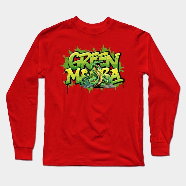 African Green Mamba, grafitti urban design Long Sleeve T-Shirt by irfankokabi